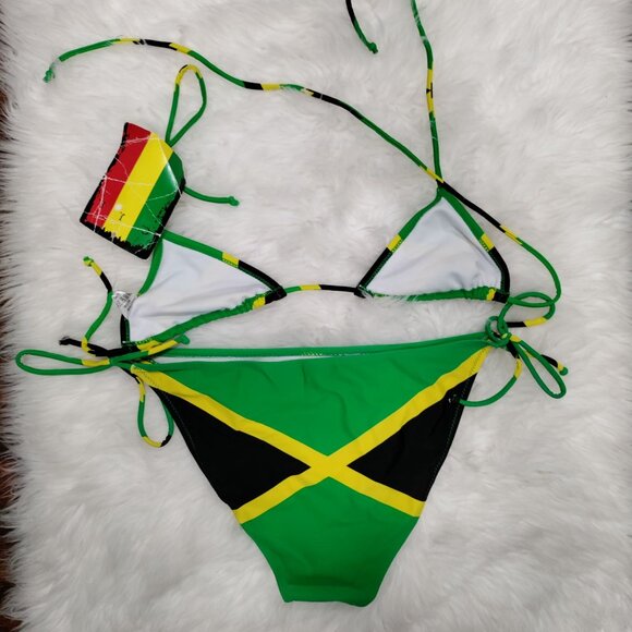 C.J.L Flag-Inspired Triangle Sexy Cheeky Bikini Set Y2K Size 5, NWT - Picture 5 of 11